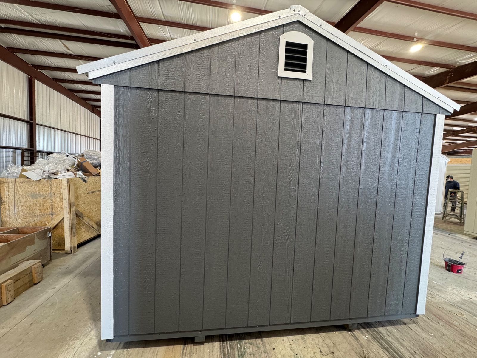 10x16 Stor-Mor Garden Shed in Dark Gray, opposite gable end with vent