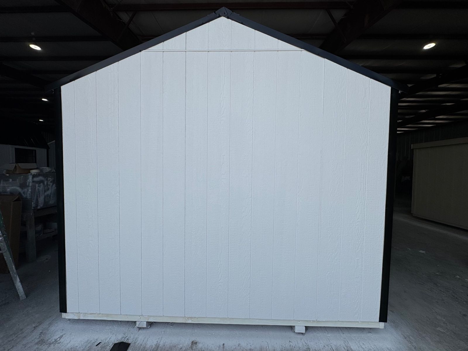 10x16 Stor-Mor Tru-Valu Utility in white, opposite gable end with black trim