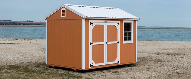 Garden Shed with gable roof, double doors, and window