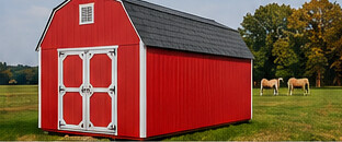 Red Lofted Barn with double doors