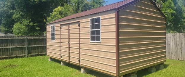 Metal Side Utility building with sidewall doors and windows