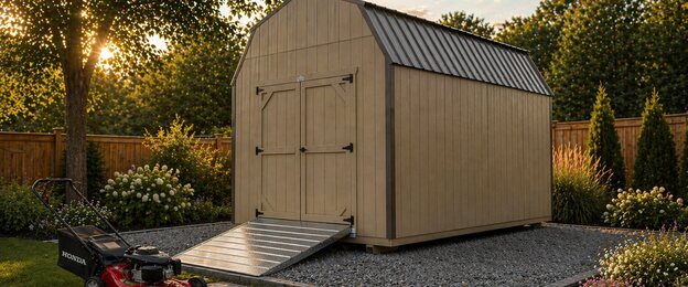 Tru-Valu Lofted Barn with gambrel roof and double doors